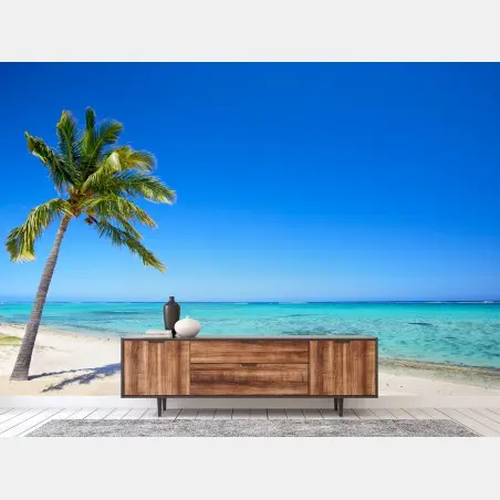 Fototapete tropischer traumstrand mit palme – Pixers®