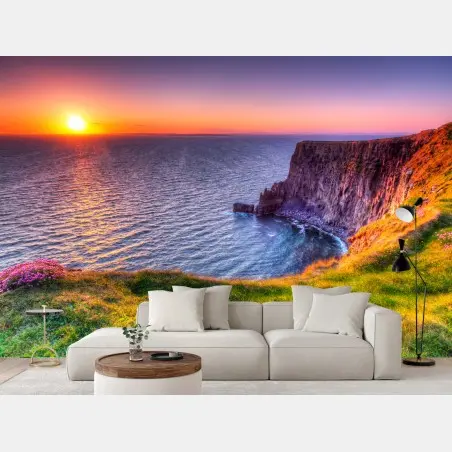 Fototapete sonnenuntergang über zerklüfteten küstenklippen – Pixers®