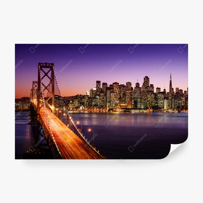 Fototapete San Francisco skyline bei sonnenuntergang