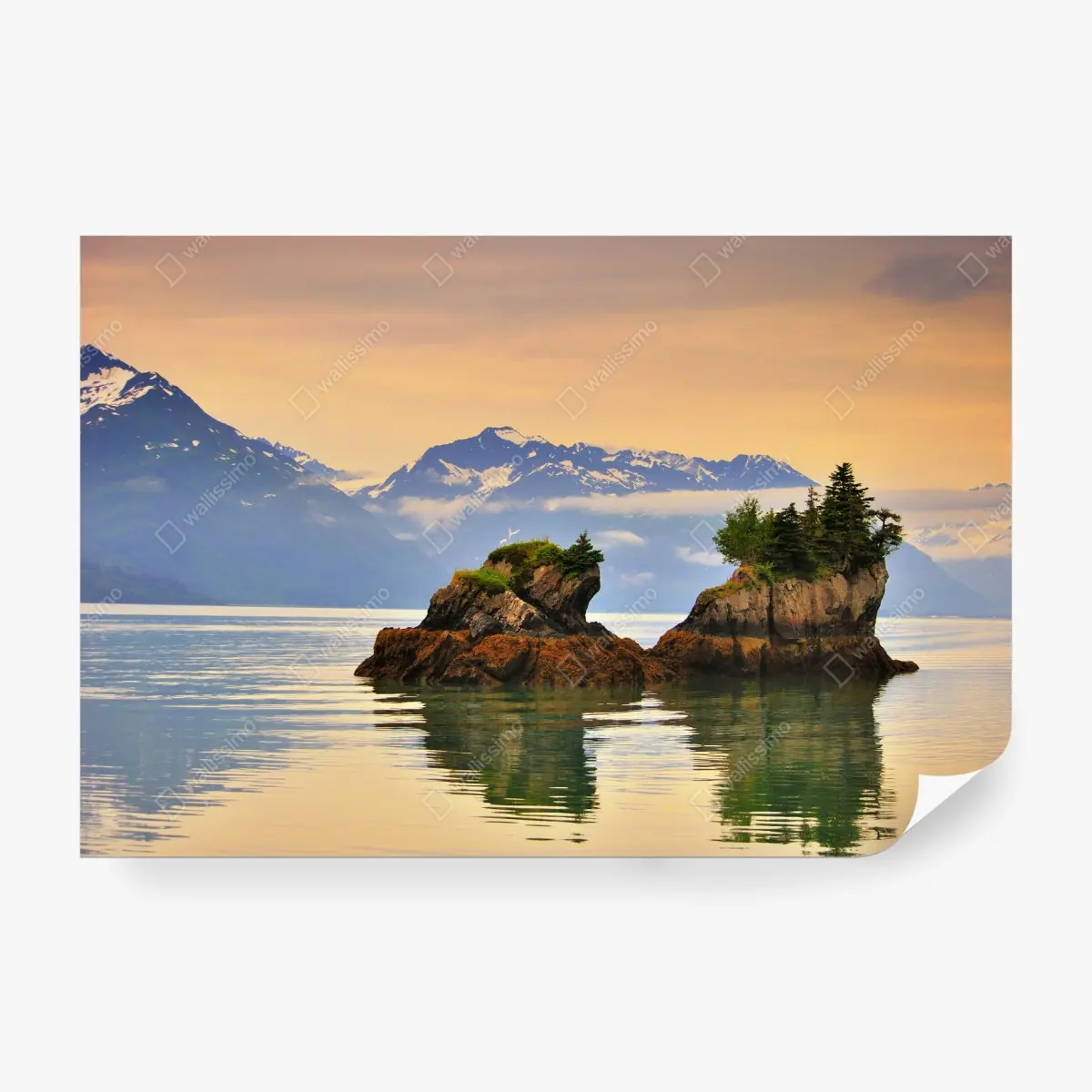 Fototapete ruhige inselspiegelungen bei sonnenuntergang – Pixers®
