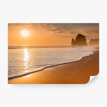 Fototapete goldener sonnenuntergang am strand – Pixers®
