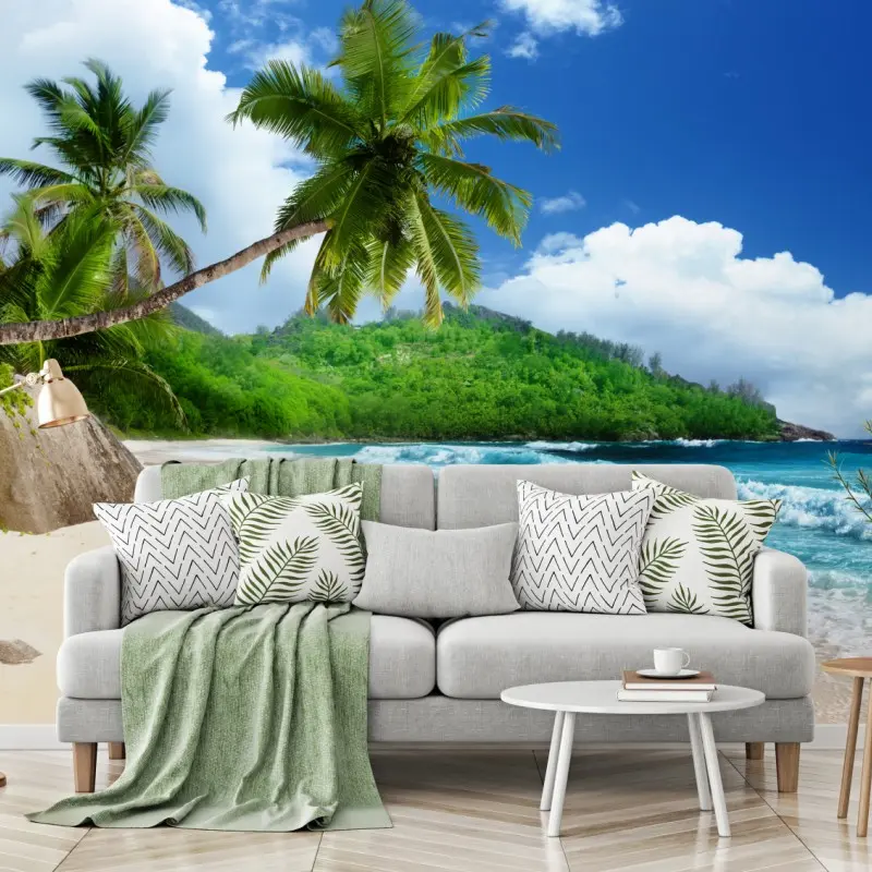 Fototapete ruhiger tropischer strand auf Mahe, Seychellen