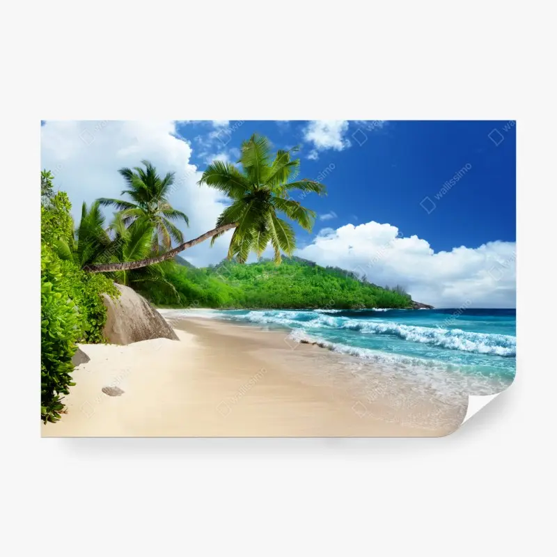 Fototapete ruhiger tropischer strand auf Mahe, Seychellen