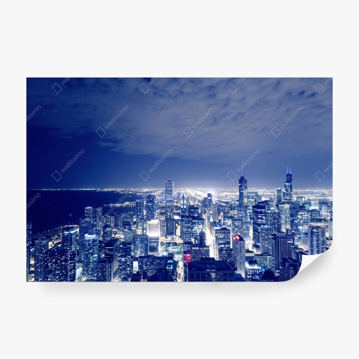 Fototapete Chicago nächtliche skyline panorama – Pixers®