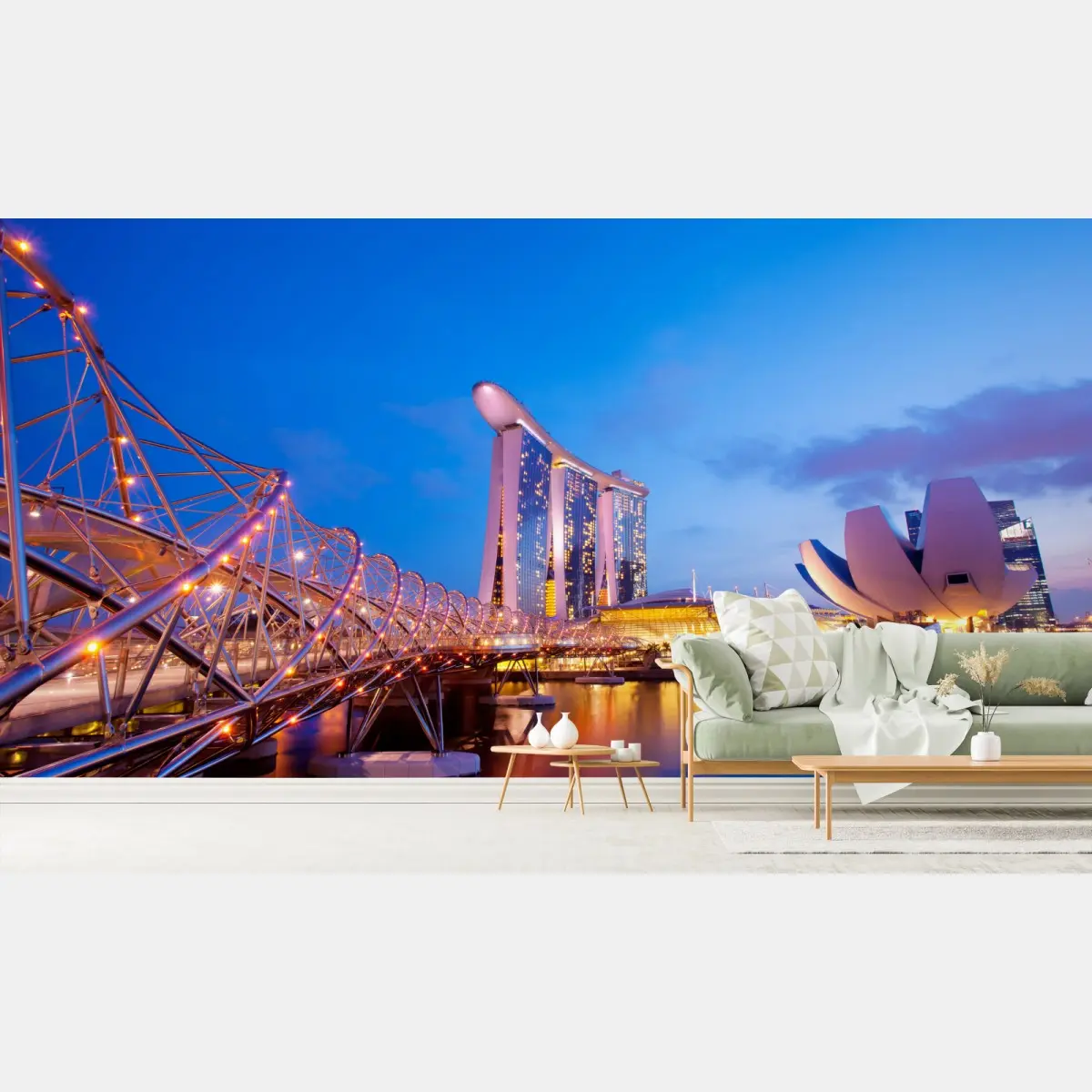 Fototapete stadtbild Marina Bay bei dämmerung – Pixers®
