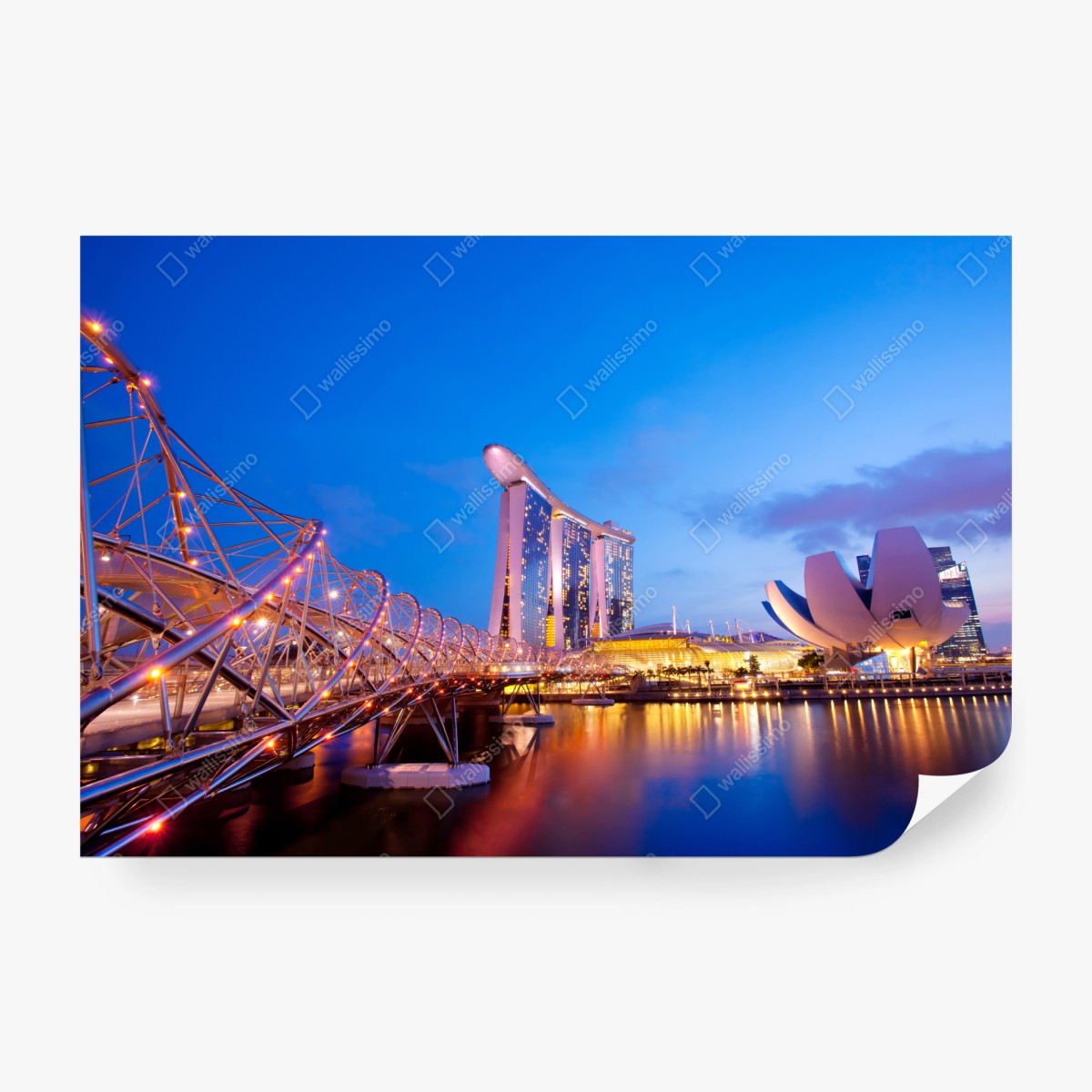 Fototapete stadtbild Marina Bay bei dämmerung – Pixers®