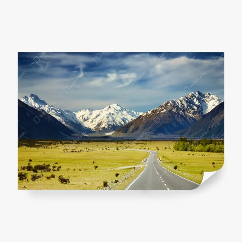 Fototapete straße zu den Südlichen Alpen, Neuseeland