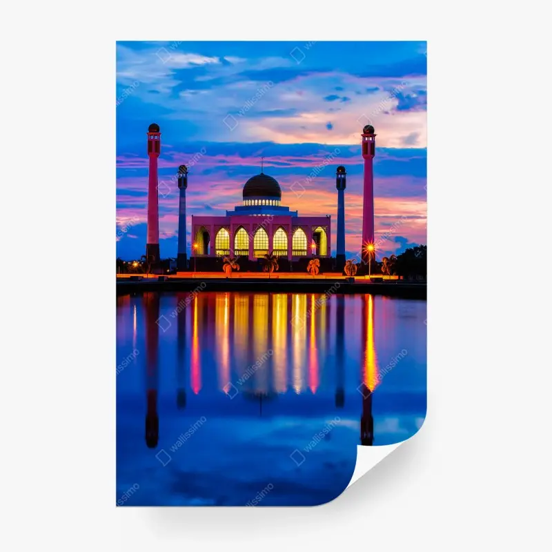 Fototapete sonnenuntergang an der moschee in Songkhla