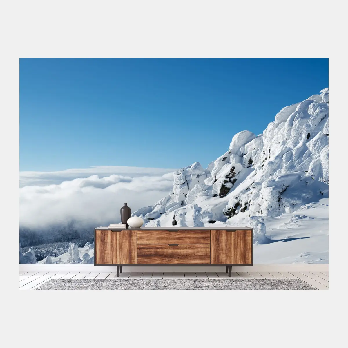 Fototapete ruhige verschneite berglandschaft – Pixers®