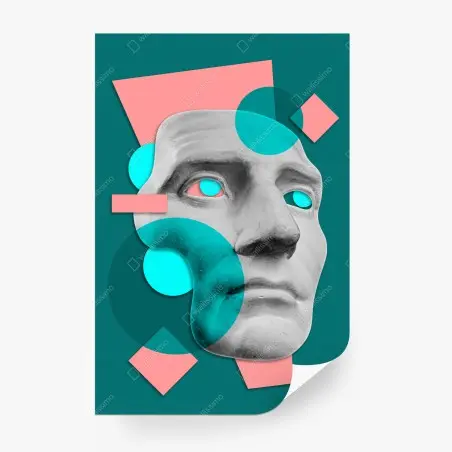 Fototapete abstrakte klassische maske in türkis und rosa – Pixers®