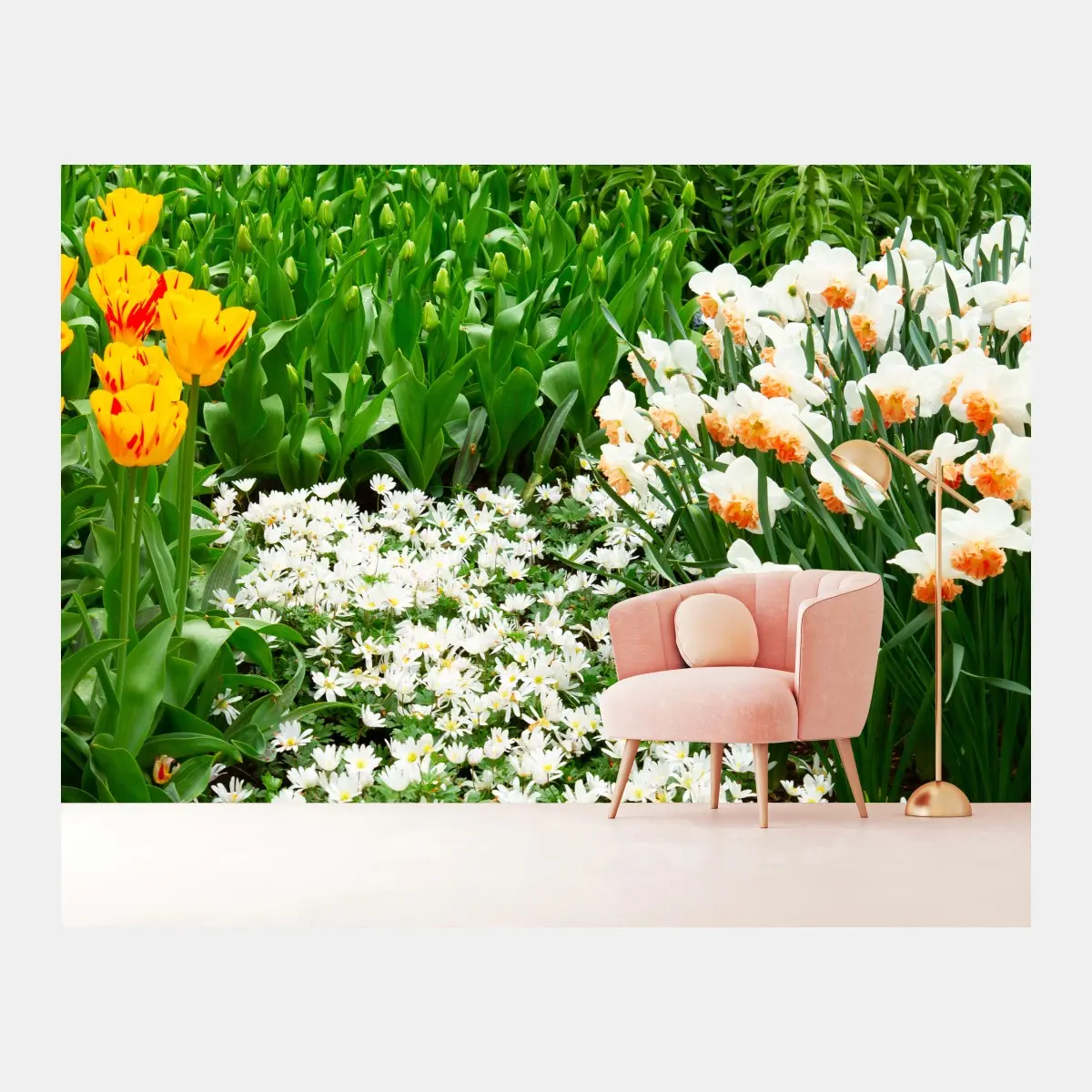 Fototapete lebendiger frühlingsblumengarten – Pixers®