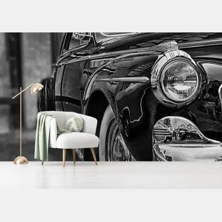 Fototapete vintage klassisches auto auf kopfsteinpflaster – Pixers®