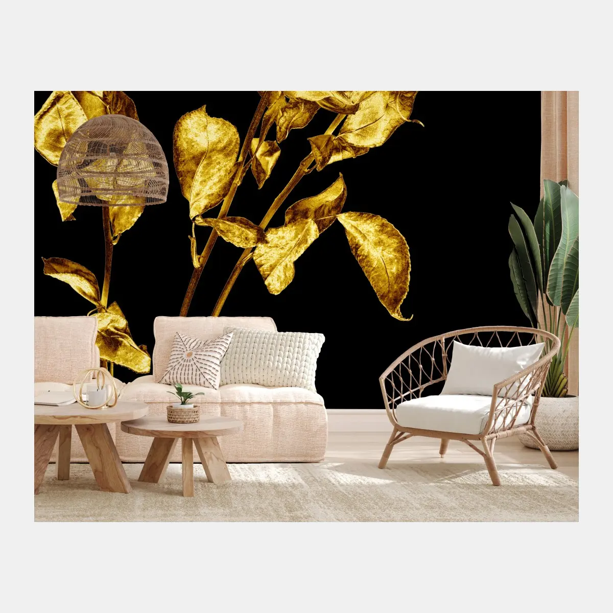 Fototapete goldene rosen vor schwarzem hintergrund – Pixers®