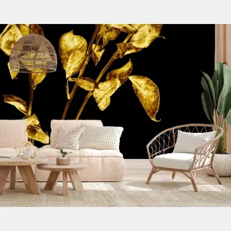 Fototapete goldene rosen vor schwarzem hintergrund – Pixers®