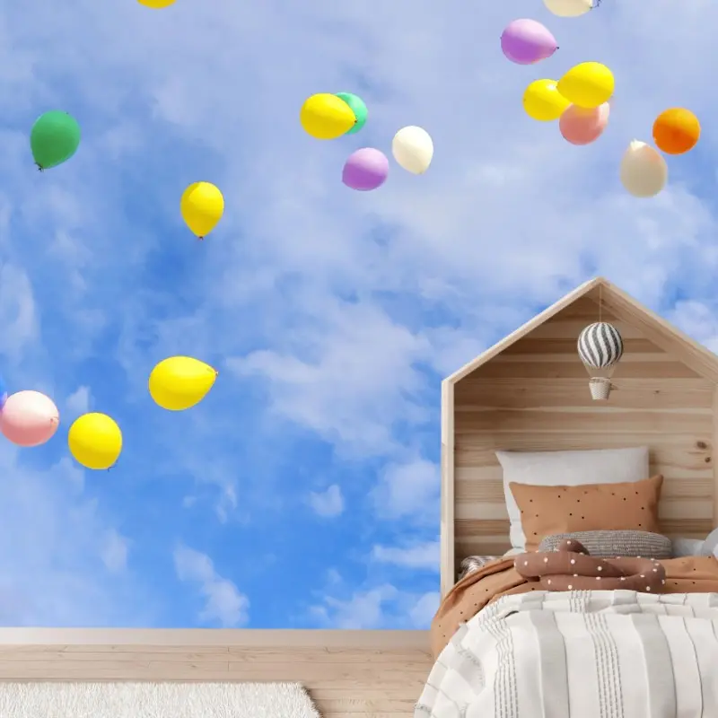 Fototapete bunte luftballons steigen in den himmel