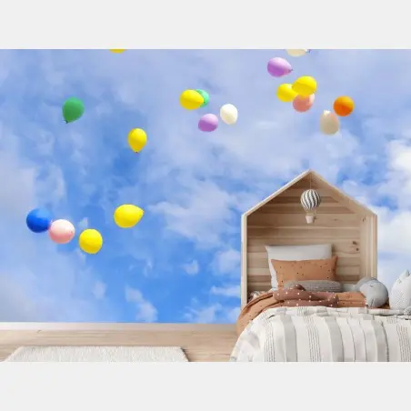 Fototapete bunte luftballons steigen in den himmel – Pixers®