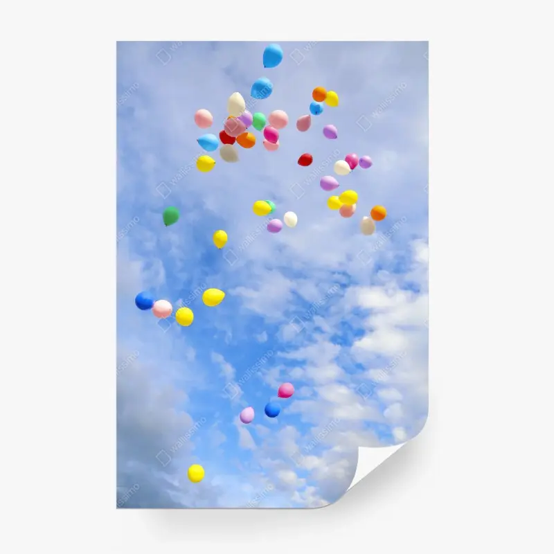 Fototapete bunte luftballons steigen in den himmel