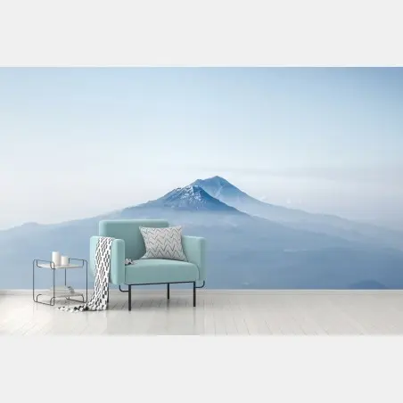 Fototapete neblige blaue berggipfel – Pixers®