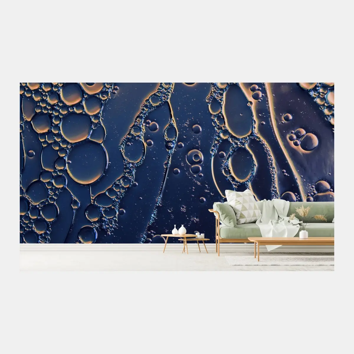 Fototapete blaue und goldene abstrakte blasen – Pixers®