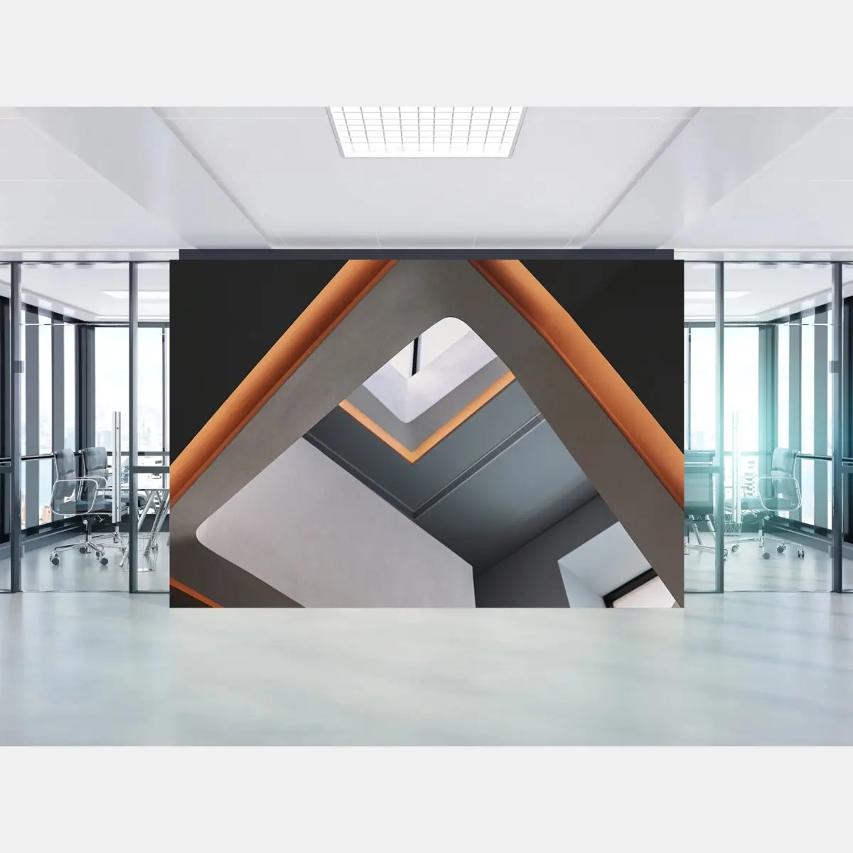 Fototapete minimalistisches geometrisches interieur mit oberlicht – Pixers®