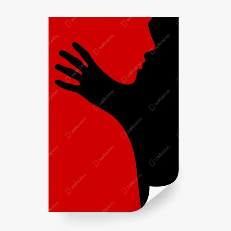 Fototapete kräftige rot-schwarze silhouette