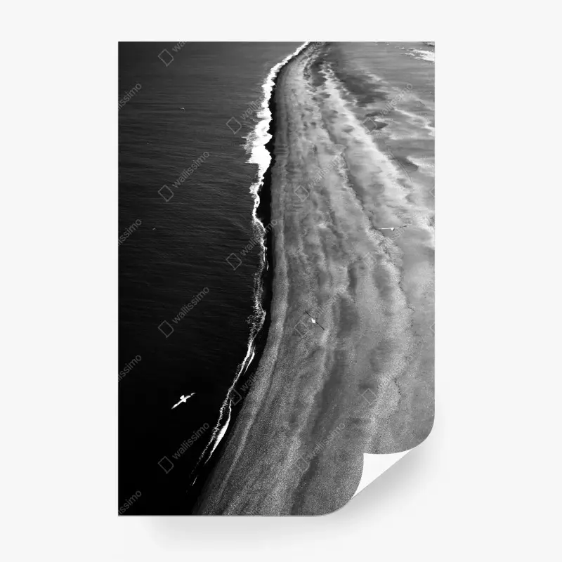 Fototapete monochrome küstenaufnahme aus der luft