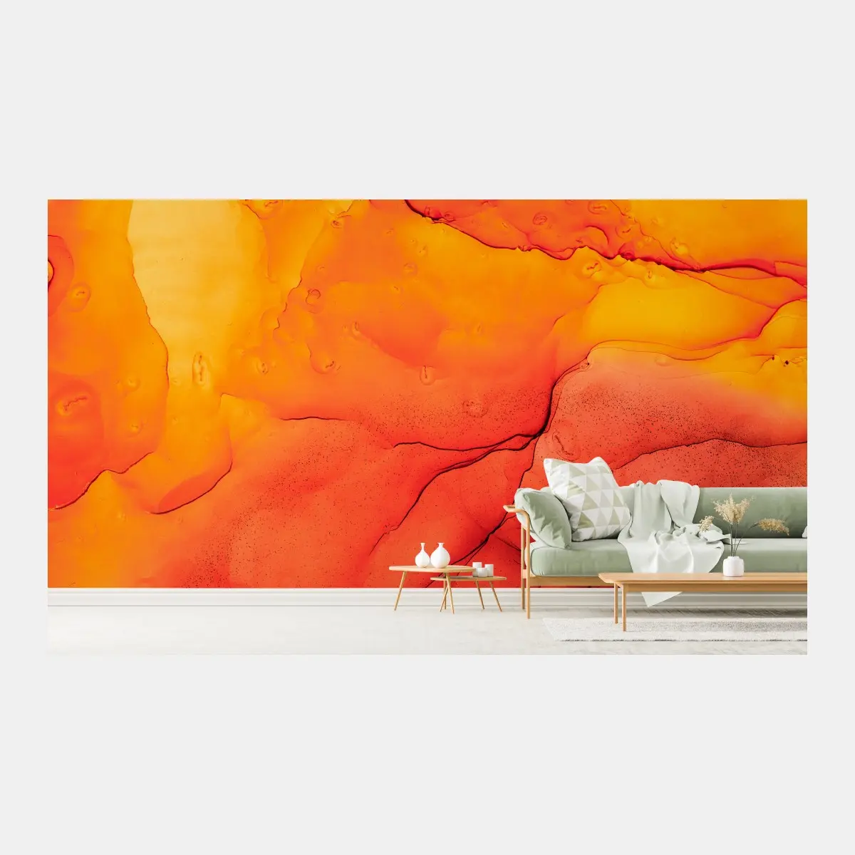Fototapete lebendige orange abstrakte alkoholkunst – Pixers®