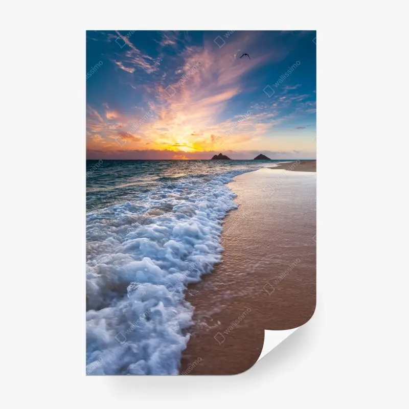 Fototapete ruhiger sonnenaufgang am meeresufer