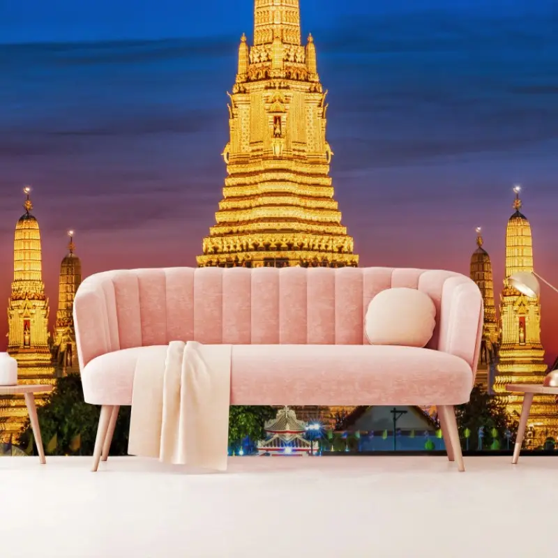 Fototapete goldenes Wat Arun in der dämmerung