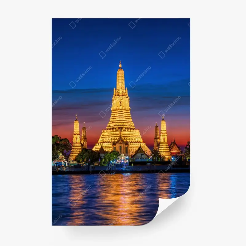 Fototapete goldenes Wat Arun in der dämmerung