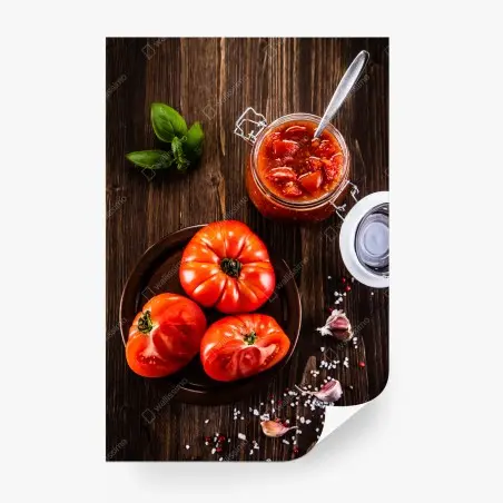 Fototapete frische tomaten und hausgemachte tomatensauce – Pixers®