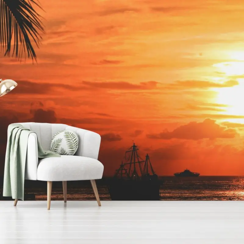 Fototapete tropischer sonnenuntergang am meer