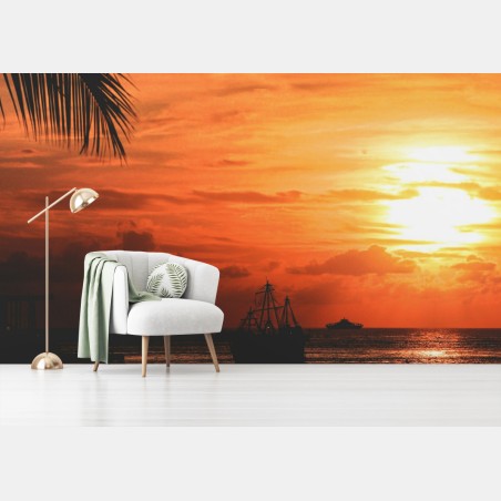 Fototapete tropischer sonnenuntergang am meer – Pixers®