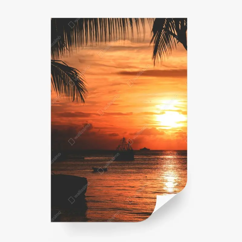 Fototapete tropischer sonnenuntergang am meer