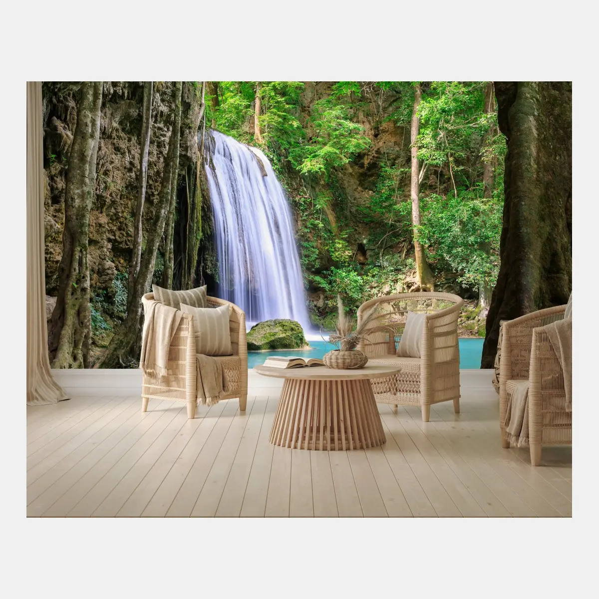 Fototapete ruhiger wasserfall im Erawan Nationalpark – Pixers®