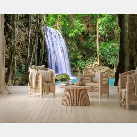 Fototapete ruhiger wasserfall im Erawan Nationalpark – Pixers®