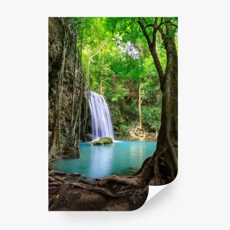 Fototapete ruhiger wasserfall im Erawan Nationalpark – Pixers®