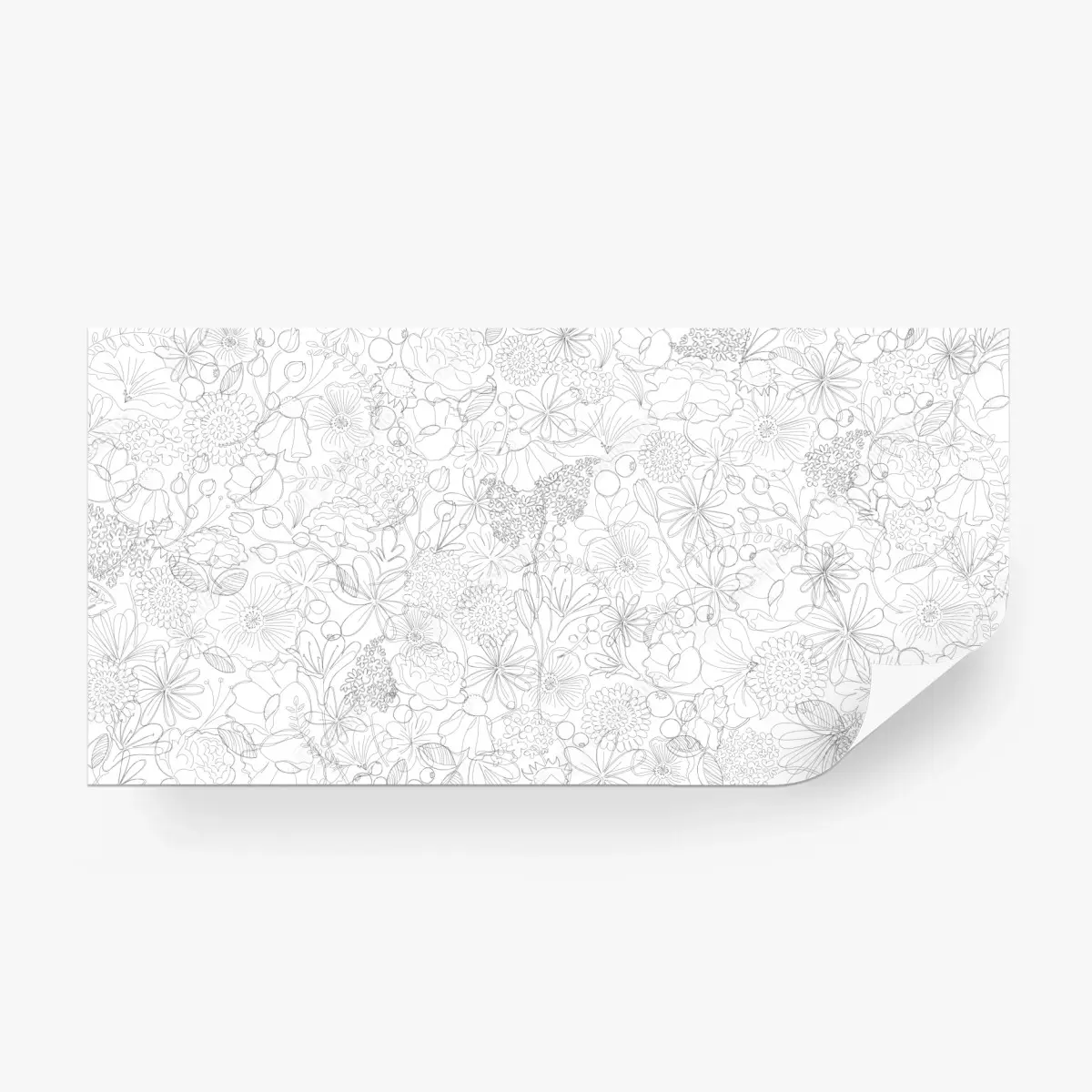 Fototapete zartes handgezeichnetes blumenlinienmuster – Pixers®