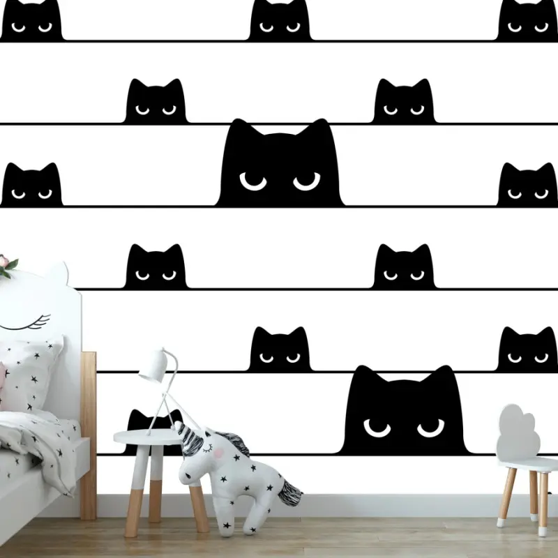 Fototapete verspielte katzen zwischen streifen