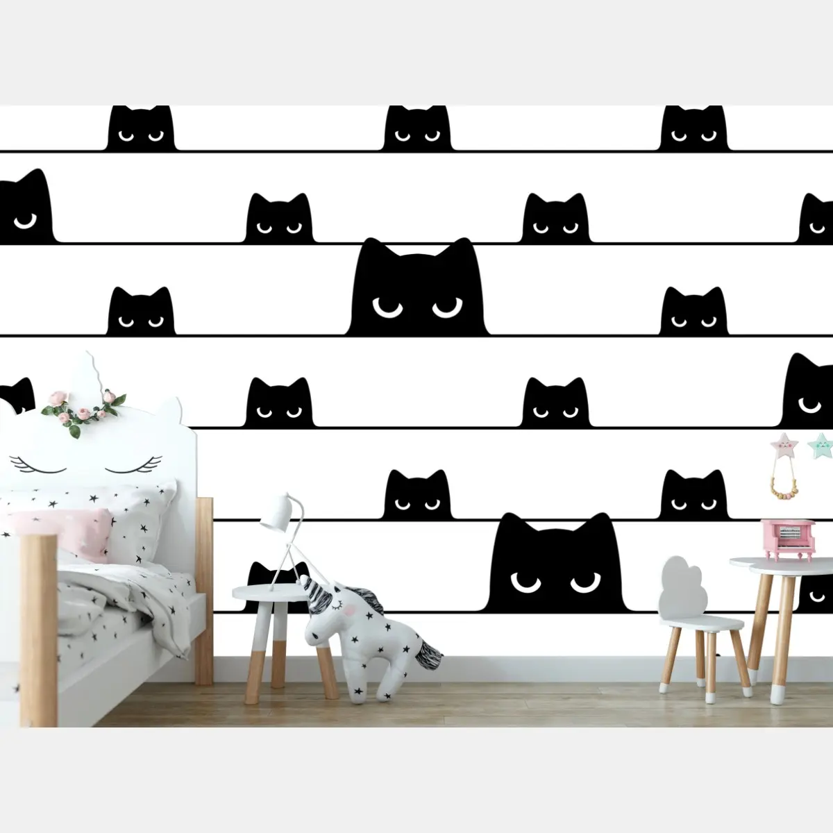 Fototapete verspielte katzen zwischen streifen – Pixers®