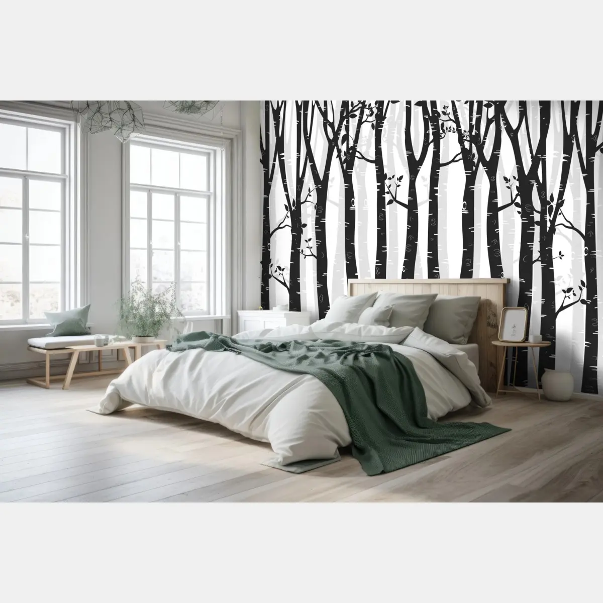 Fototapete monochromatischer birkenwald – Pixers®
