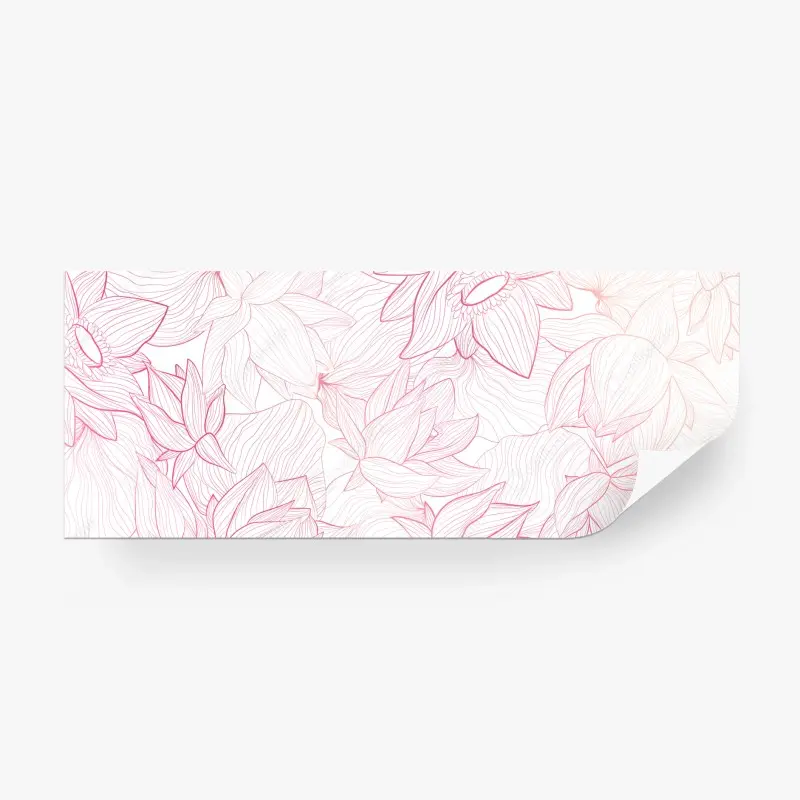 Fototapete zartes rosa blumenlinienmuster