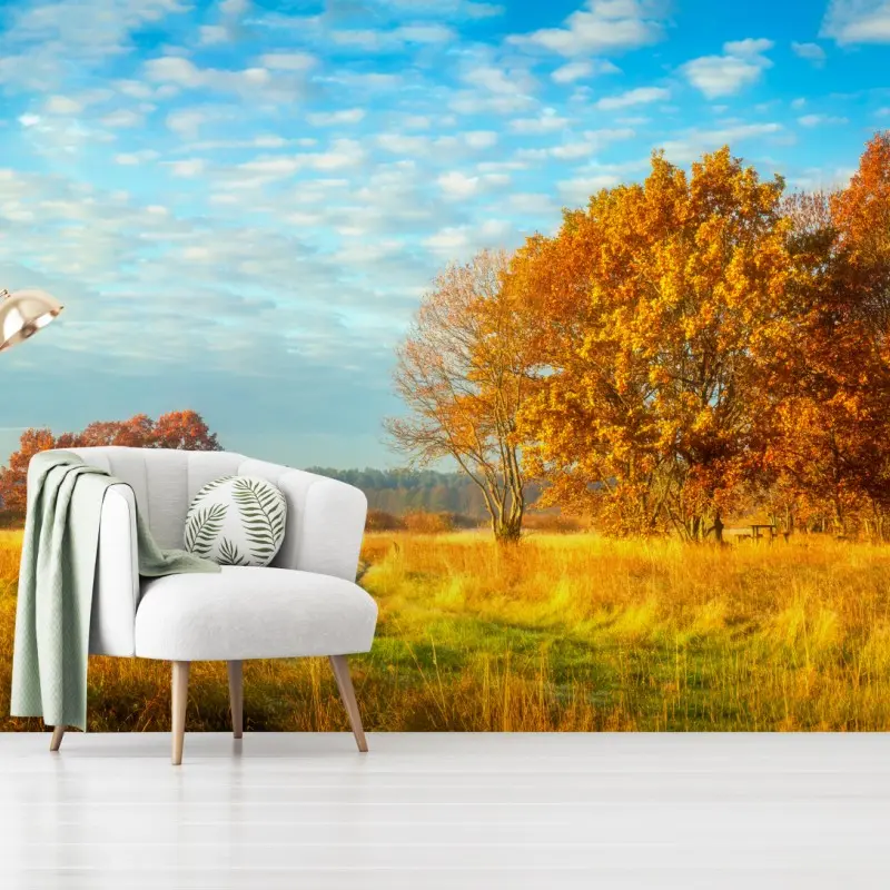 Fototapete goldene herbstwiese