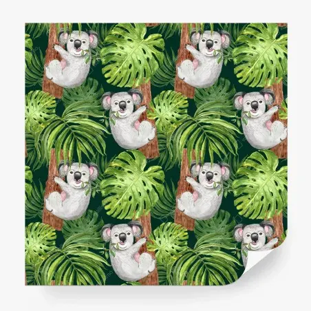 Fototapete niedliches aquarell-koala-muster mit tropischen blättern – Pixers®