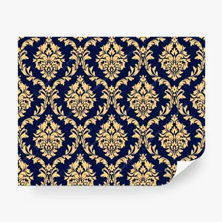 Fototapete elegantes goldenes damastmuster auf tiefblauem hintergrund – Pixers®