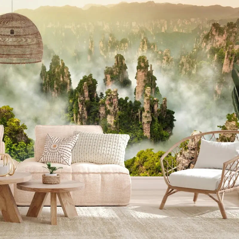 Fototapete neblige säulen von Zhangjiajie