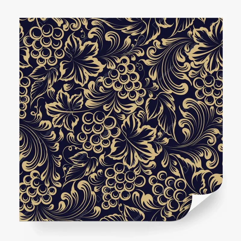 Fototapete elegantes barockes weintraubenmuster in gold