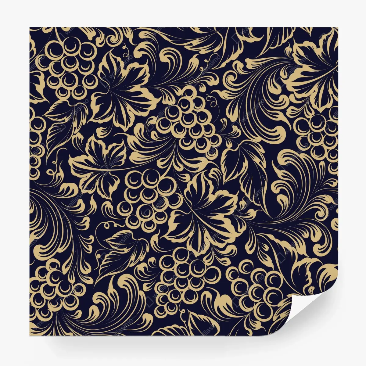 Fototapete elegantes barockes weintraubenmuster in gold – Pixers®