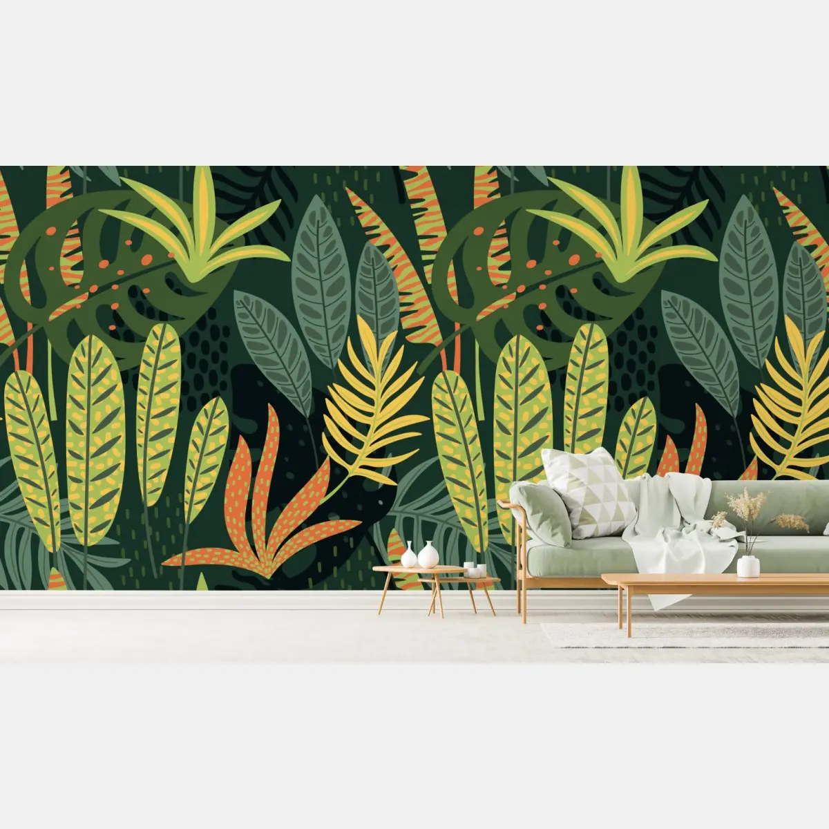 Fototapete botanisches blattmuster im dschungelstil – Pixers®