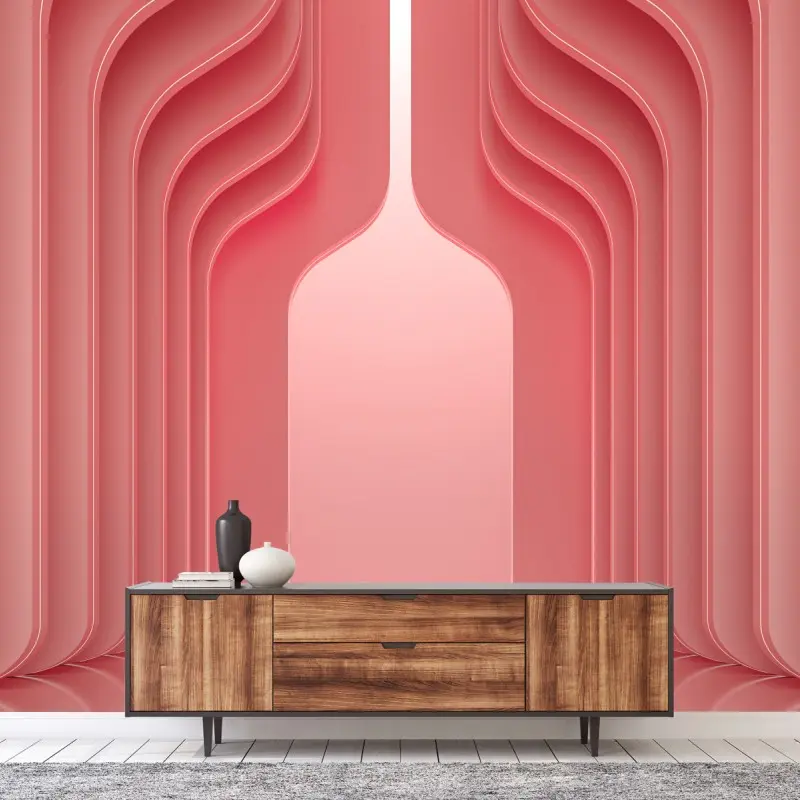 Fototapete zeitgenössisches korallenrosa architekturmotiv